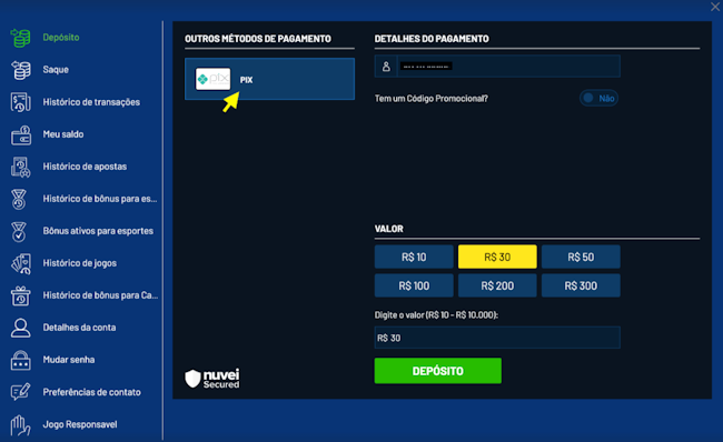Cashout indisponível